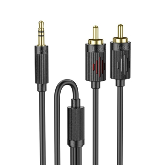 Кабель AUX HOCO UPA28 Jack3,5 - 2RCA, F-M, 1.5м, чёрный 1