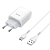 Адаптер HOCO  C72A USB, 2,1A, 10,5W, с кабелем Type-C, белый