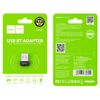 USB Bluetooth Адаптер HOCO UA18, v5.0, чёрный 2