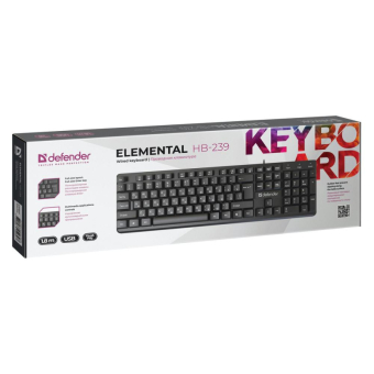 Клавиатура DEFENDER Elemental  HB-239, USB, чёрная 2