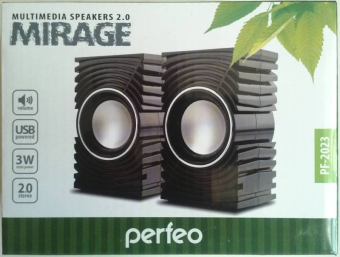 Колонки PERFEO PF-2023 Mirage, 2x3W, USB, чёрные 1
