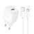 Адаптер HOCO CS52A USB, 3,0A, 18W, QC3.0, с кабелем Type-C, белый